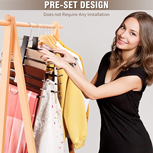 4 Pack 6-Tier White Pant Hangers, Anti-Slip Stainless Steel Q635343