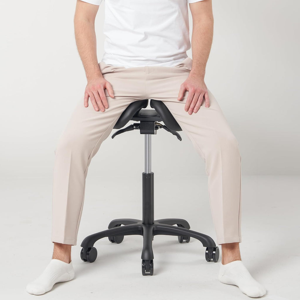 Master Massage Berkeley Ergonomic Saddle Stool, Black Aluminum Base M287