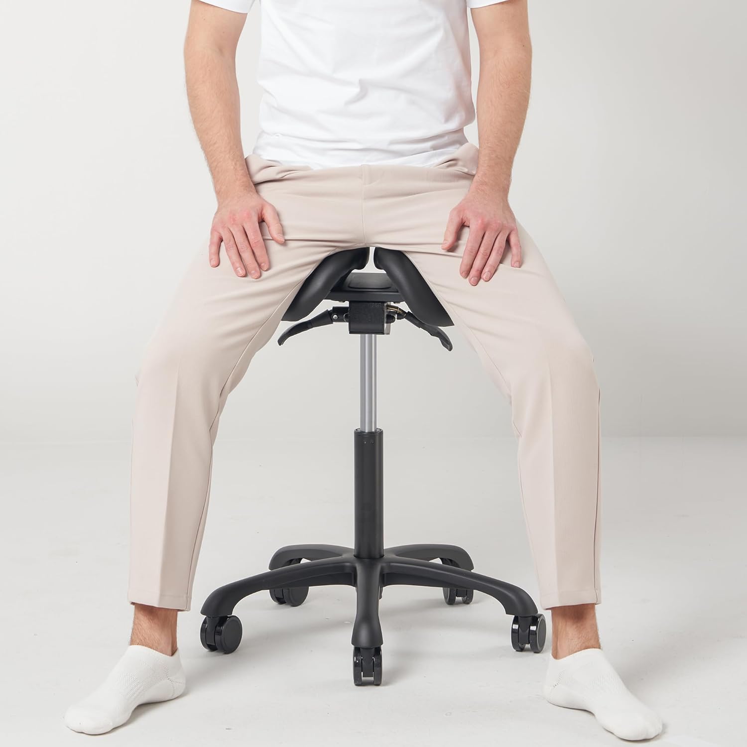 Master Massage Berkeley Ergonomic Saddle Stool, Black Aluminum Base M287