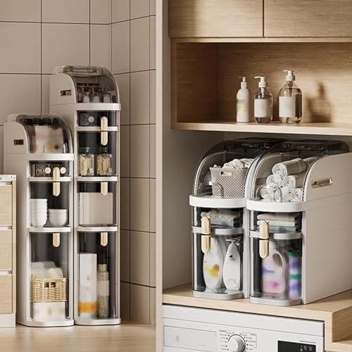 Narrow Bathroom Floor Storage Cabinet with Clear Drawers for Small Spaces W98988