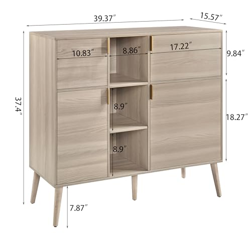 Storage Cabinet with 4 Doors and 3 Open Shelves E850554