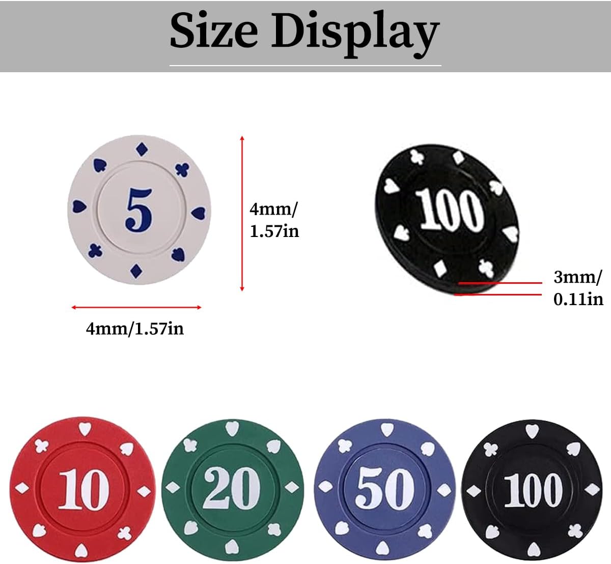 Poker Chips Set with Denominations and Holder L331380