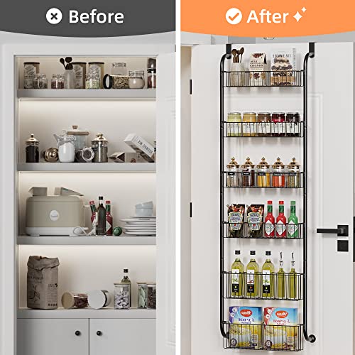 TIMEBAL 8 Tier Over the Door Pantry Organizer with 8 Full Baskets, White V212