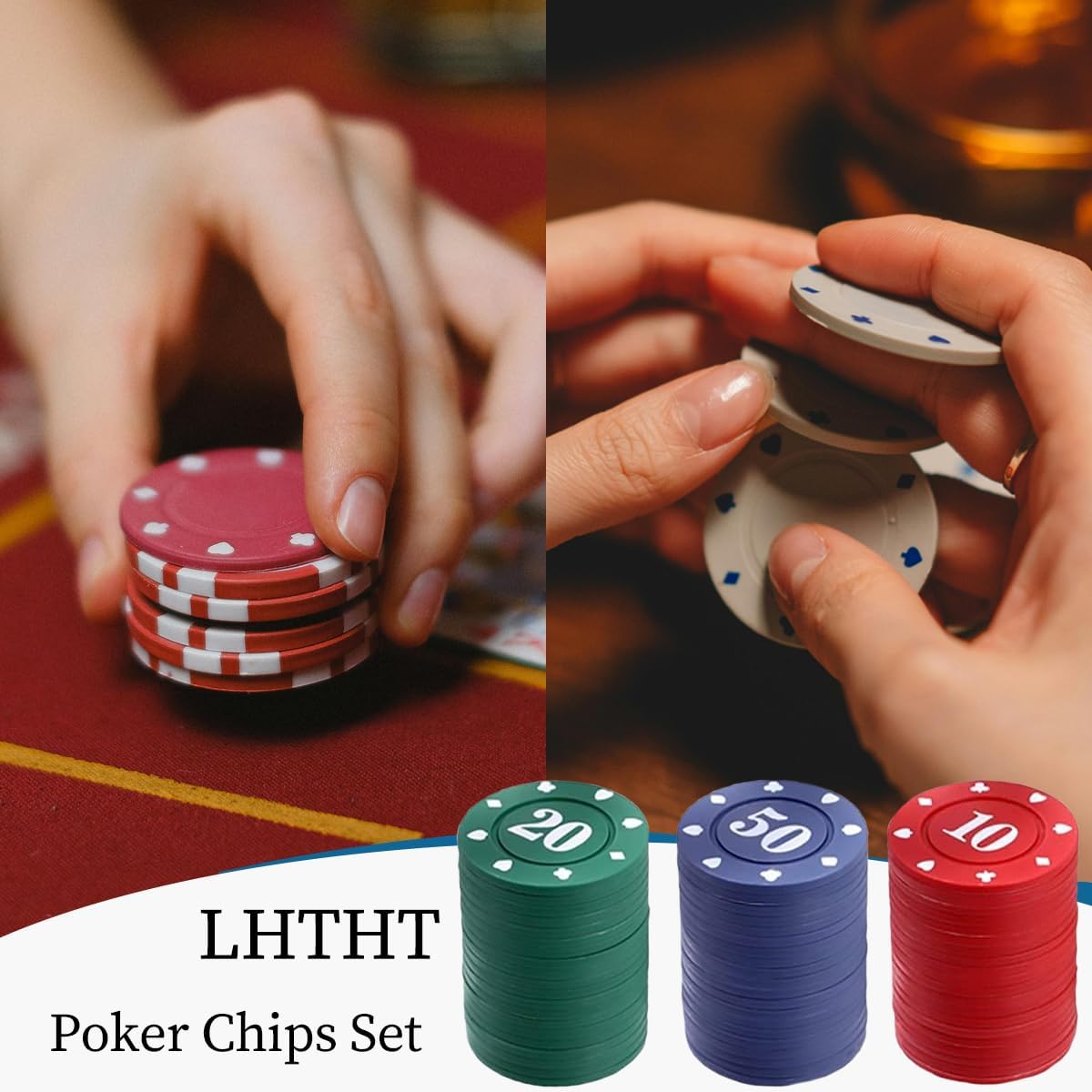 Poker Chips Set with Denominations and Holder L331380