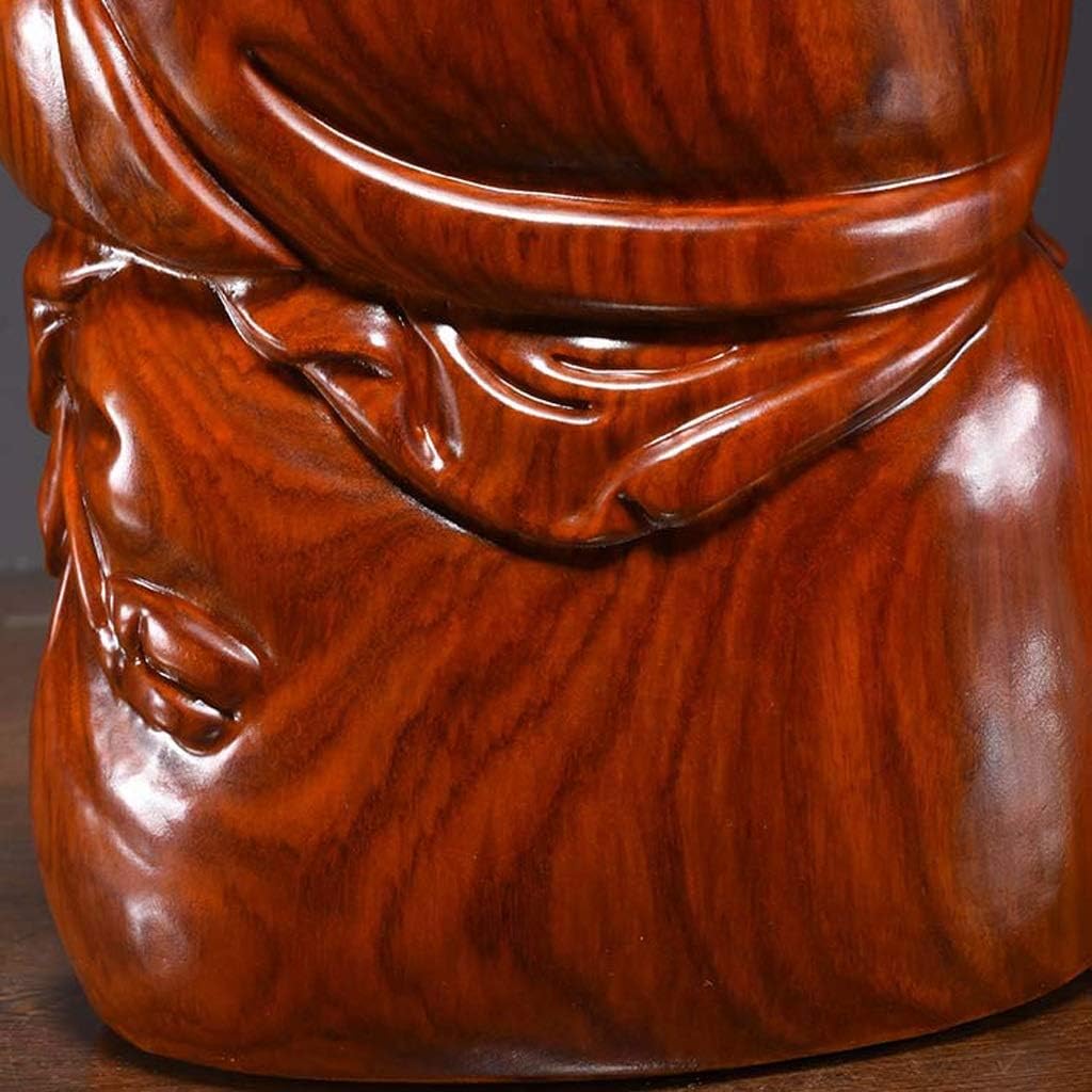 Buddha Statue Huanghuali Wood Carving Maitreya Buddha Solid Wood Home Craft 7.88 Inches B389776