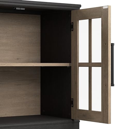 Bush Furniture Westbrook 46W Sideboard Cabinet with Glass Doors, White Ash D408000