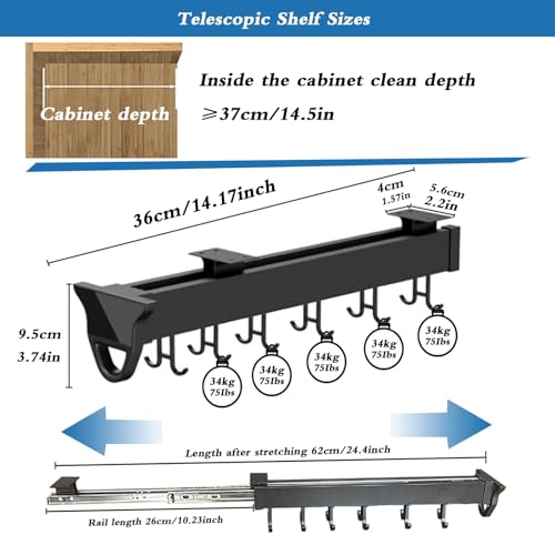 Broom and Mop Holder Storage Rack with Adjustable Hooks for Kitchen Closet D368500