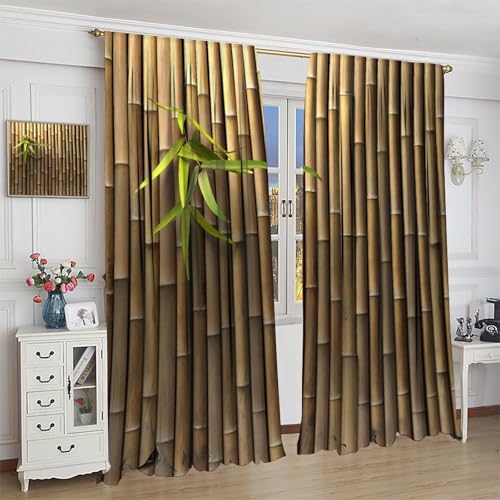 Bamboo Curtains Blackout Window Drapes for Bedroom Living Room 52"W x 84"L X100905