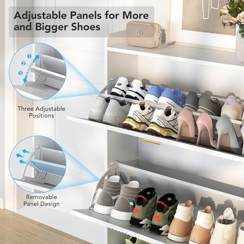 Shoe Storage Cabinet with 3 Flip Drawers, White X782433