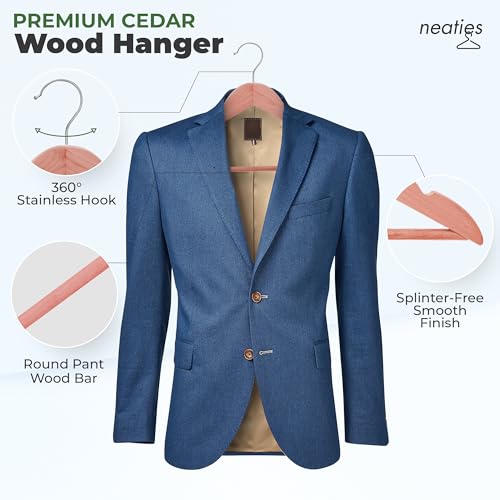 Neaties Premium Red Cedar Hangers for Closet with Bar, 6 Pack K1437