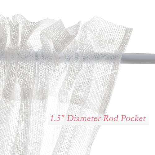Semi Sheer French Door Curtain 72 Inches with Tiebacks, 2 Pieces White R809