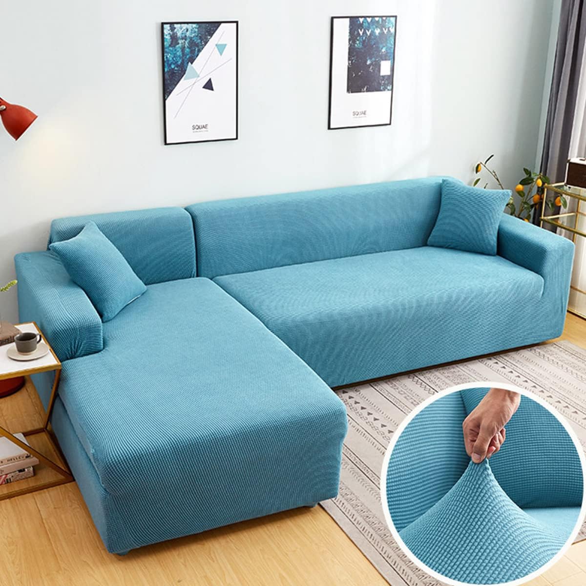 Thick Stretch Couch Covers for Sectional Sofa, Washable Furniture Protector, Royal Blue S7915