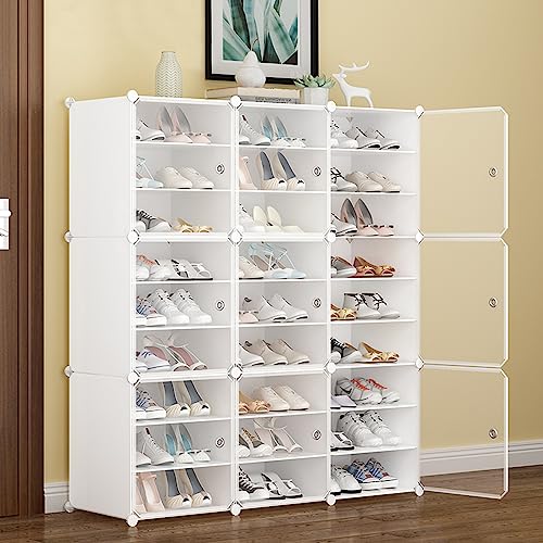 Clear Plastic 12-Tier Shoe Storage Box, Stackable Organizer for 72 Pairs E44048