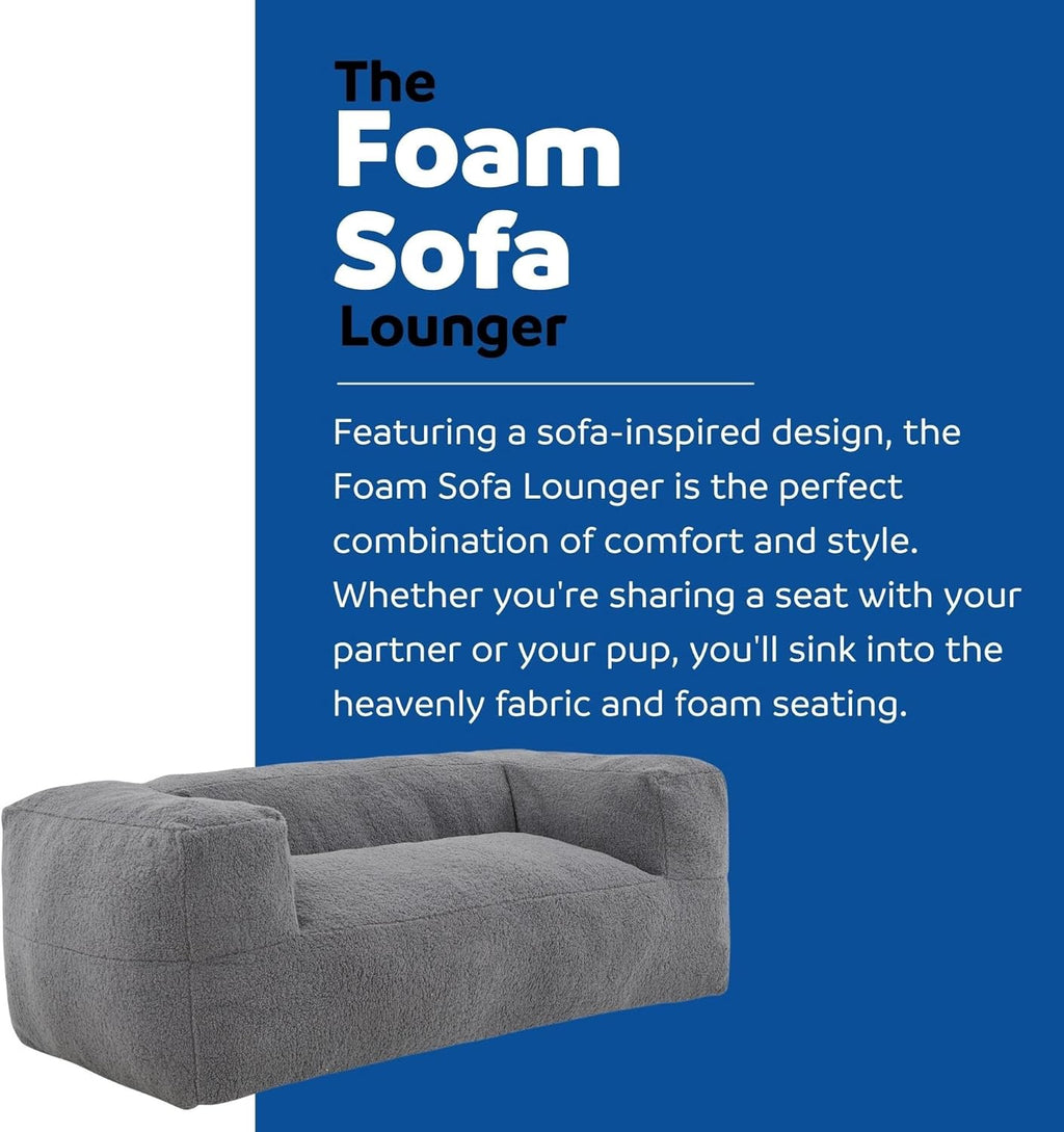 Large Memory Foam Bean Bag Sofa Chair with Armrest for Adults Gray B8913