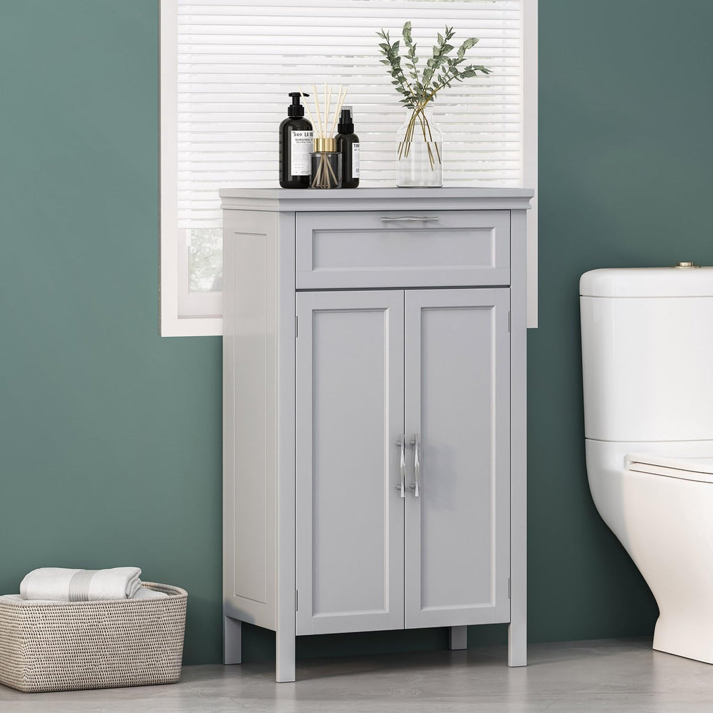 Wooden Bathroom Floor Cabinet with Drawer and Adjustable Shelf Z8140