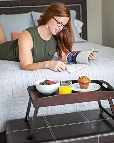 BirdRock Home Bamboo Bed Tray with Folding Legs, Walnut Q61664