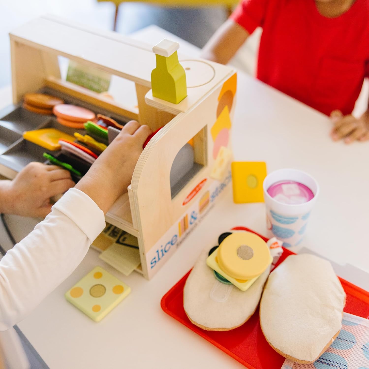 Melissa & Doug Wooden Slice & Stack Sandwich Counter with Deli Slicer M8390