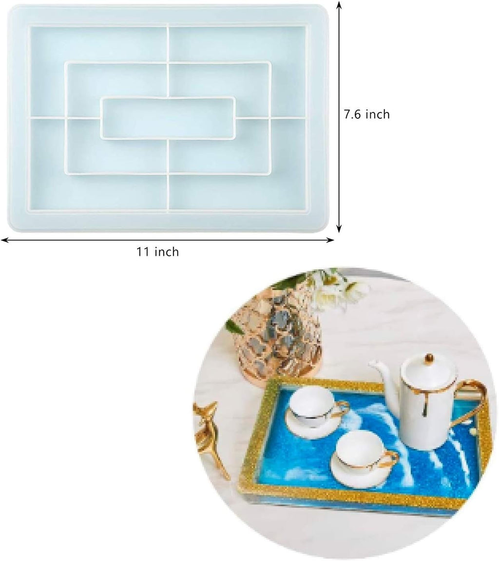 NAIVE BLUE Rectangle Silicone Resin Tray Mold with Edges Y9547