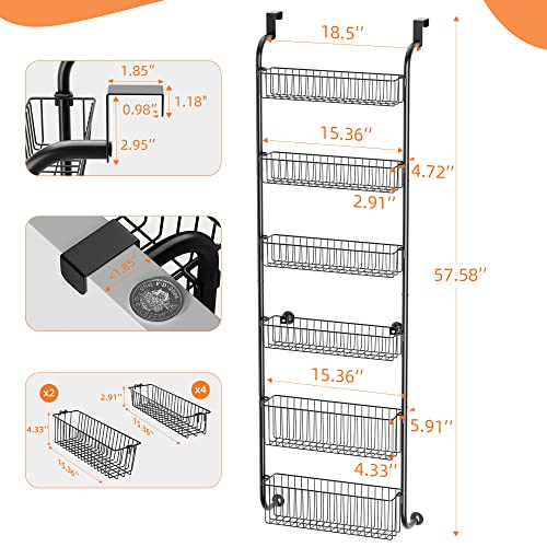 TIMEBAL 8 Tier Over the Door Pantry Organizer with 8 Full Baskets, White V212