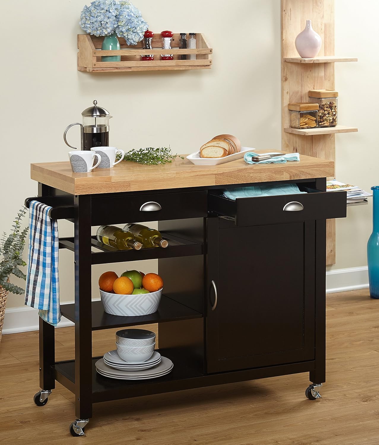 Hudson Storage Kitchen Cart, Wenge/Natural J760