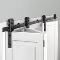 72"/6FT Bi-Folding Sliding Barn Door Hardware Track Kit for 4 Closet Door, Side Mount Roller, Heavy Duty, Slide Smoothly Quietly, Easy Install, Black(No Door)