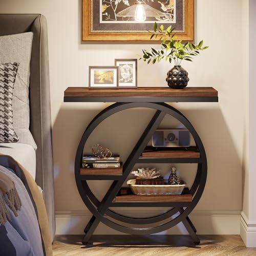 Tribesigns 3-Tier Narrow End Table with Storage, Wood and Metal Frame P9793