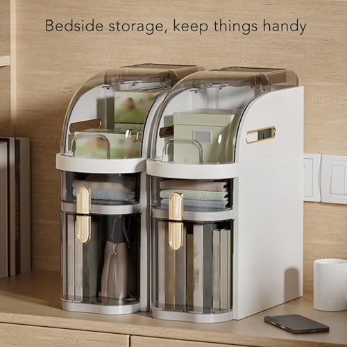 Narrow Bathroom Floor Storage Cabinet with Clear Drawers for Small Spaces W98988