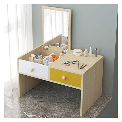 2 Drawers Mini Makeup Vanity Desk with Flip Top Mirror O19895