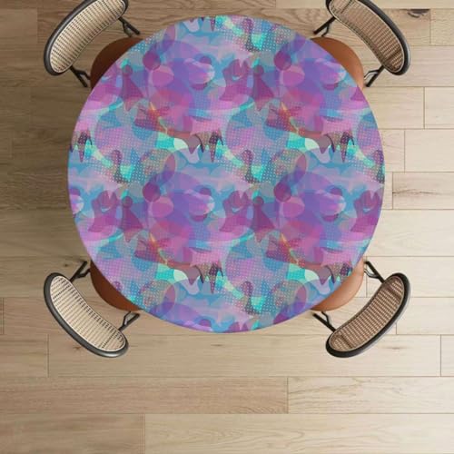 Multicolor Seamless Tartan Table Cloth for Round Tables 40-44 Inch I7415