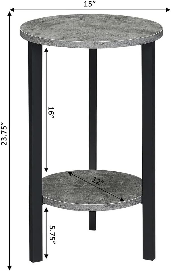 Modern Chic 24" Tall Round Rustic Plant End Table with Faux Birch Top and Storage Shelf M3555