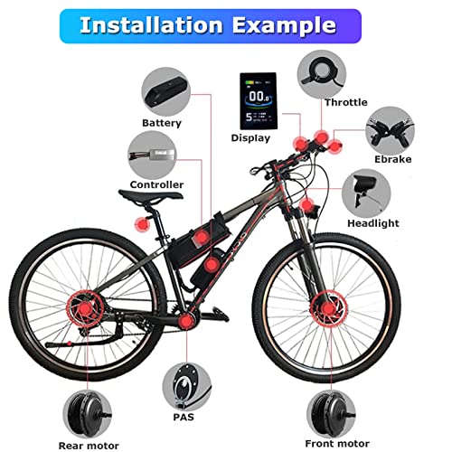 Electric Bicycle Conversion Kit 48V 350W Rear Hub Motor with LCD Display A137
