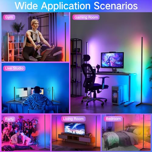 OUTON Smart LED Floor Lamp RGB, 2 Pack with App and Remote Control L6117