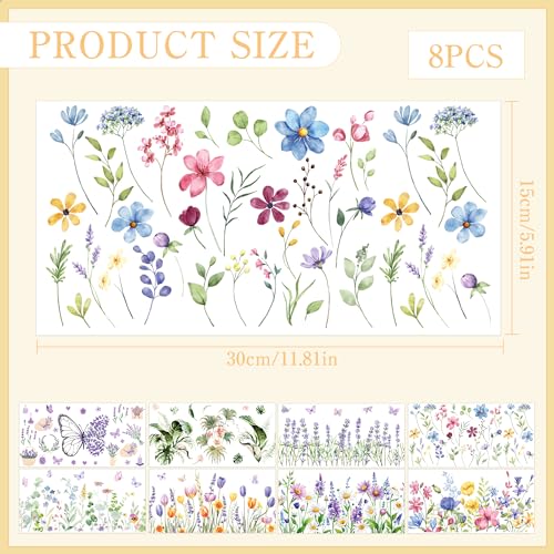 Botanical Flower Rub on Transfers for Furniture Crafts Decor, 10 Pcs T746231