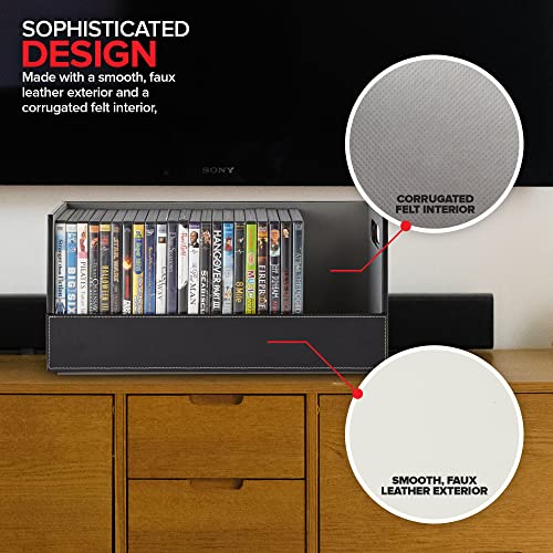 Stock Your Home DVD Storage Box, Faux Leather White, Holds 28 DVDs V972606