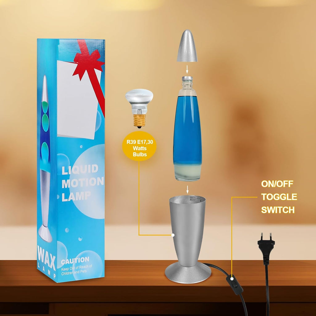 16-Inch Blue Lava Lamp with Yellow Wax for Home Decor H519374