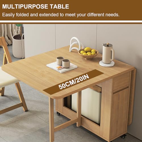Folding Dining Table with 4-6 Chairs, Extendable Drop Leaf Farmhouse Wood Kitchen Table Set C769624
