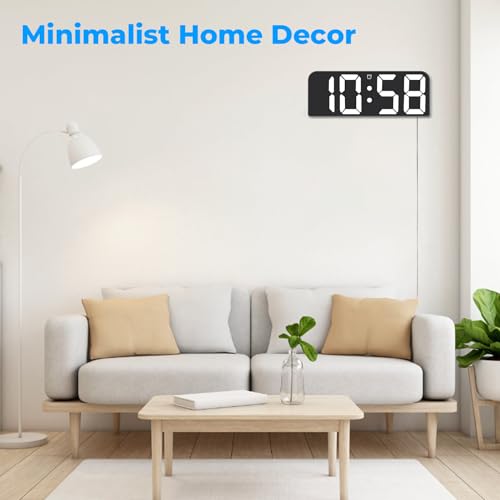 SZELAM Digital Wall Clock 9.6" LED Alarm Clock with Remote Control, Red P288621
