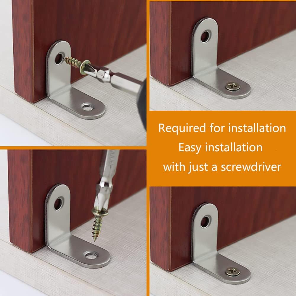 20 Pcs Stainless Steel Corner Braces L Shaped Brackets with Screws D7491