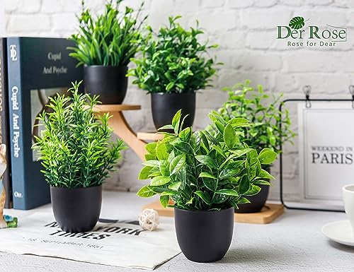 Der Rose Fake Plants 4 Packs Artificial Plants in Black Pot for Indoor Decor Q4933