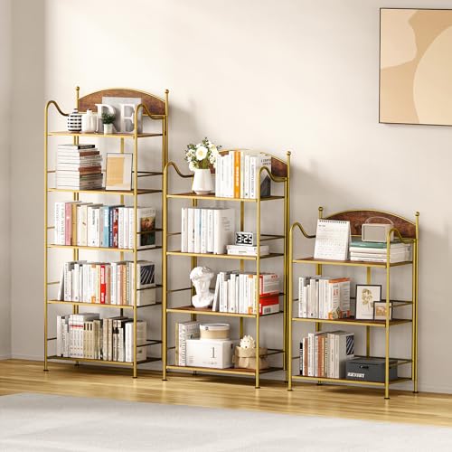 Folding Bookshelf 5 Shelf Black Industrial Bookcase U707