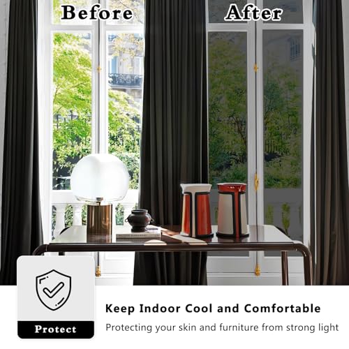 ConCus-T One Way Window Film Privacy Heat Control Anti UV Black 23.62In x 13.1Ft P46416