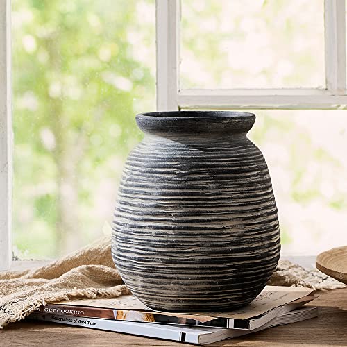 SIDUCAL Rustic Farmhouse Ceramic Flower Vase, 9.5 Inch, White X38879