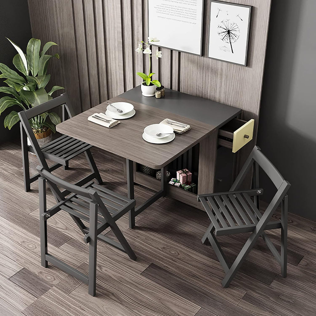 Folding Dining Table Set with 4 Chairs, 2 Wheels Z3133