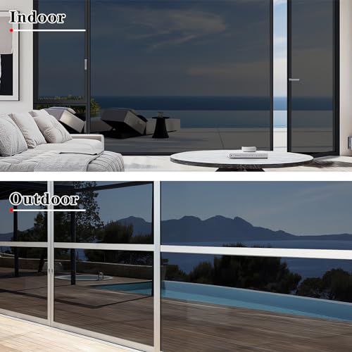 ConCus-T One Way Window Film Privacy Heat Control Anti UV Black 23.62In x 13.1Ft P46416