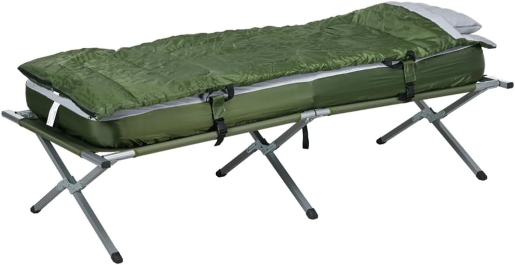 Anywhere Bed, Fold Up Camping Bed & Outdoor Guest Bed Set - Air Cot, Sleeping Bag, Pump Included - Hideaway Bed for Camping and Travelling