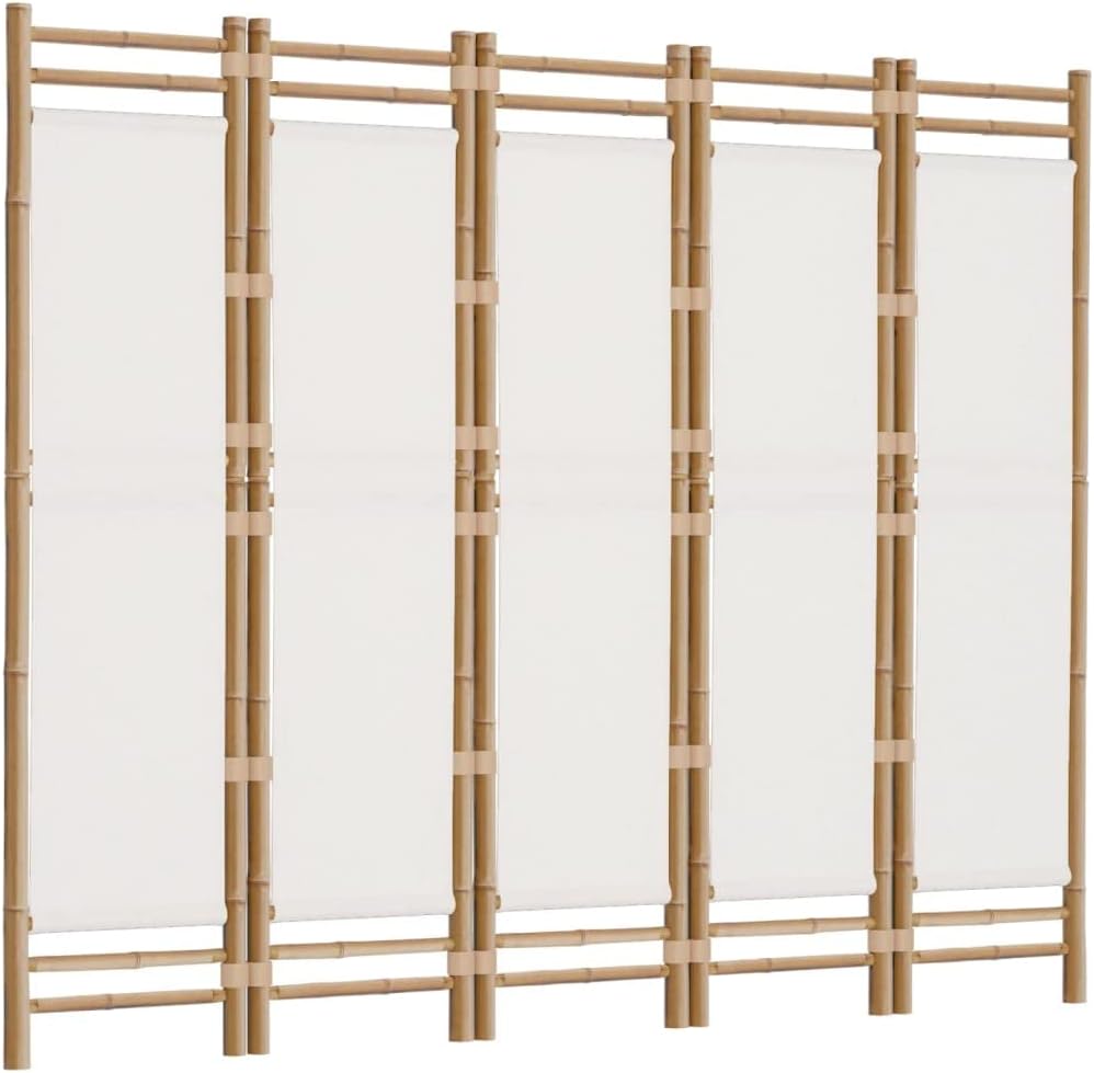 Bamboo 5-Panel Folding Room Divider Privacy Screen W102462