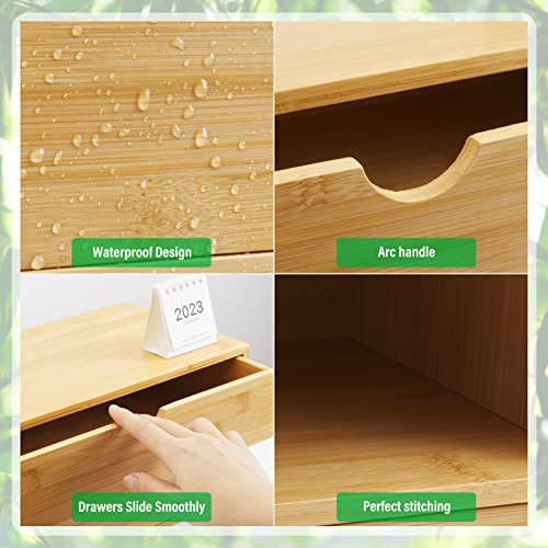 Bamboo Desk Organizer with 3 Drawers for Home Office D797