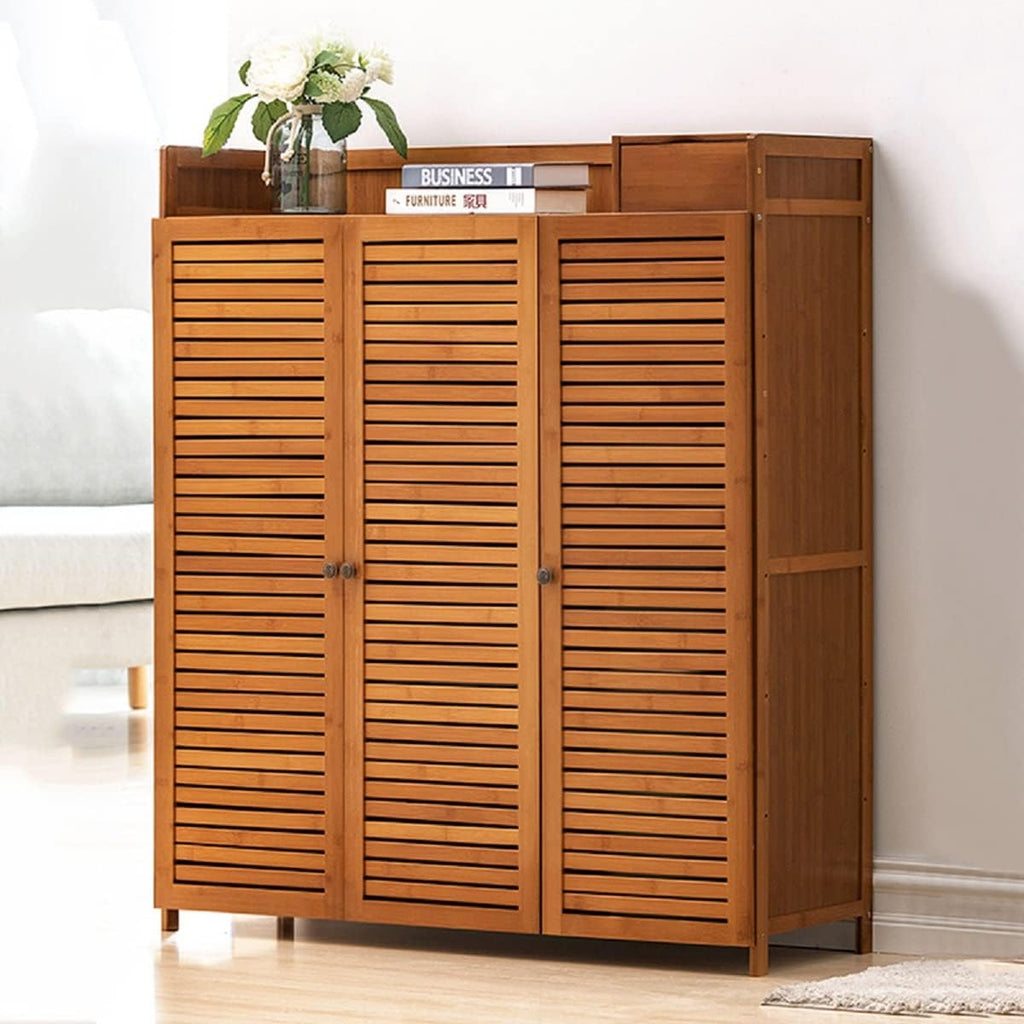 Gdrasuya10 Bamboo 7-Tier Shoe Storage Cabinet with Doors F30101