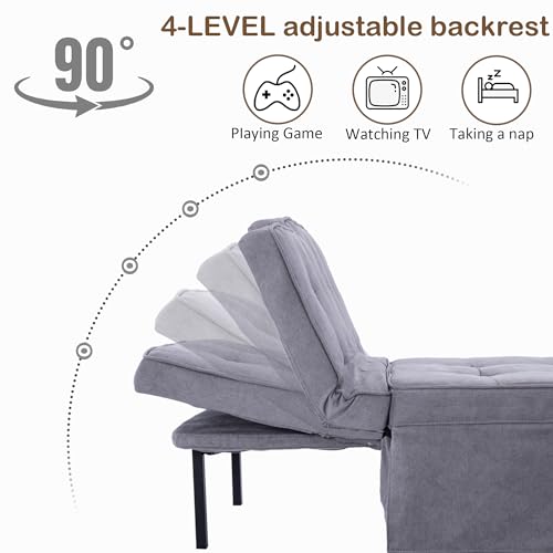 Sofa Bed 4 in 1 Folding Ottoman Couch with Adjustable Backrest, Gray R56224