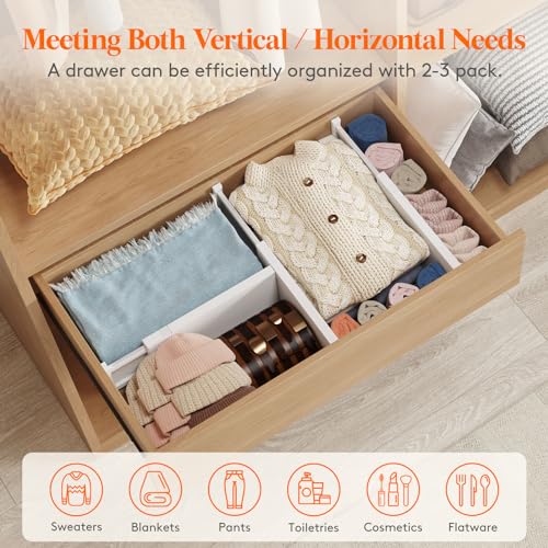 Lifewit 8 Pack Adjustable Drawer Dividers 5" High T2285
